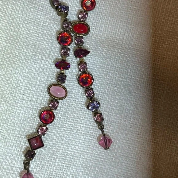 Vintage Sorrelli Pink Y Rhinestone Necklace - Picture 6 of 8
